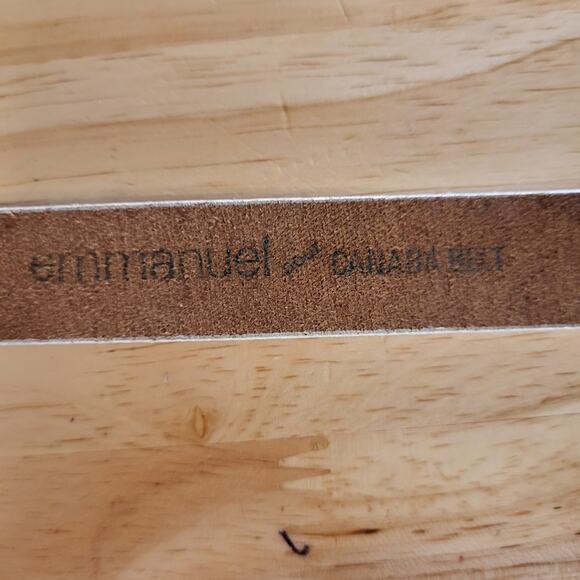 Leather Gray Skinny Belt Gold Talon Fang Clasp 30" Long - Picture 9 of 9